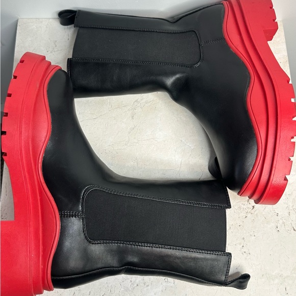 🆕 NWT Azalea Wang “Ghosted” Chunky Platform Boots – Black/Red Size 10 - Picture 4 of 12